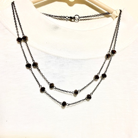 Dark Topaz Brown Double Strand Necklace